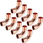 7.94mm ID 90 Degree Copper Elbow Short-Turn Copper Pipe Fitting Connector for Plumbing 10pcs