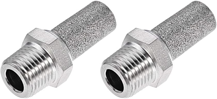 Exhaust Muffler NPT1/8 Male Thread Sintered Stainless Steel Breather Pneumatic Air Muffler 2pcs
