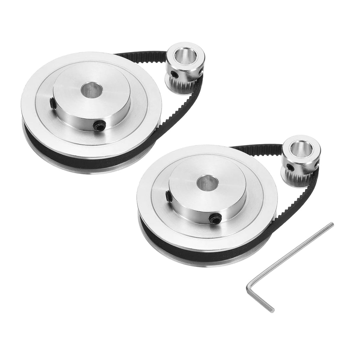 2 Set GT-2 Synchronous Wheel 20&80 Teeth 8mm Bore, Aluminum Alloy Timing Pulley Wheel with 2Pcs Length 200mm, Width 6mm Belt for 3D Printer, CNC Machine (20-80T-8B-6)