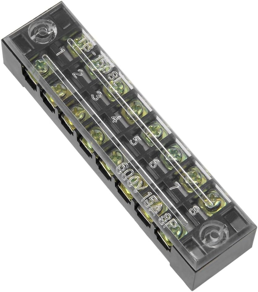 Dual Rows 8 Positions 600V 15A Cable Barrier Block Terminal Strip TB-1508L