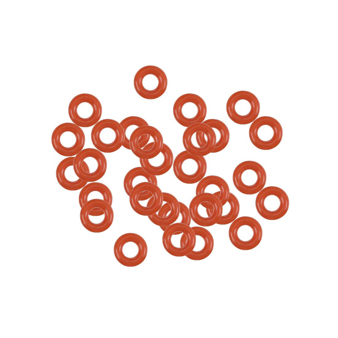Silicone O-Ring, 4mm OD, 2mm ID, 1mm Width, VMQ Seal Rings Gasket, Red, Pack of 30