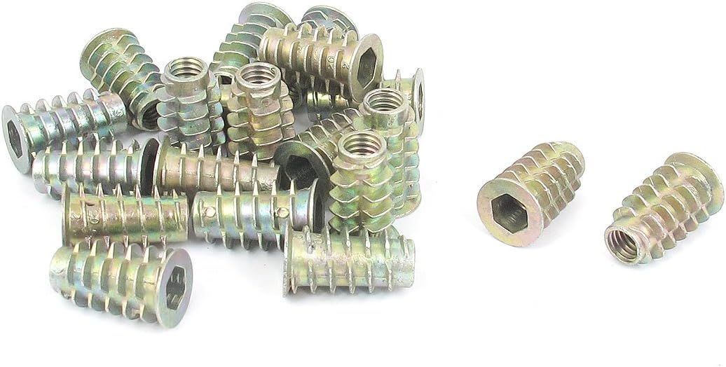 M6x20mm Hex Socket Screw in Thread Insert Nut 20 Pcs for Wood
