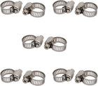 6-12mm Stainless Steel Adjustable Gear Hose Clamps Silver Tone 10pcs