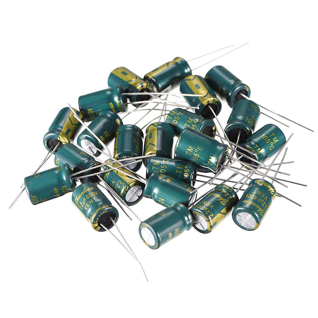 Aluminum Radial Electrolytic Capacitor Low ESR Green with 2.2UF 400V 105 Celsius Life 3000H 8 x 12 mm High Ripple Current,Low Impedance 25pcs