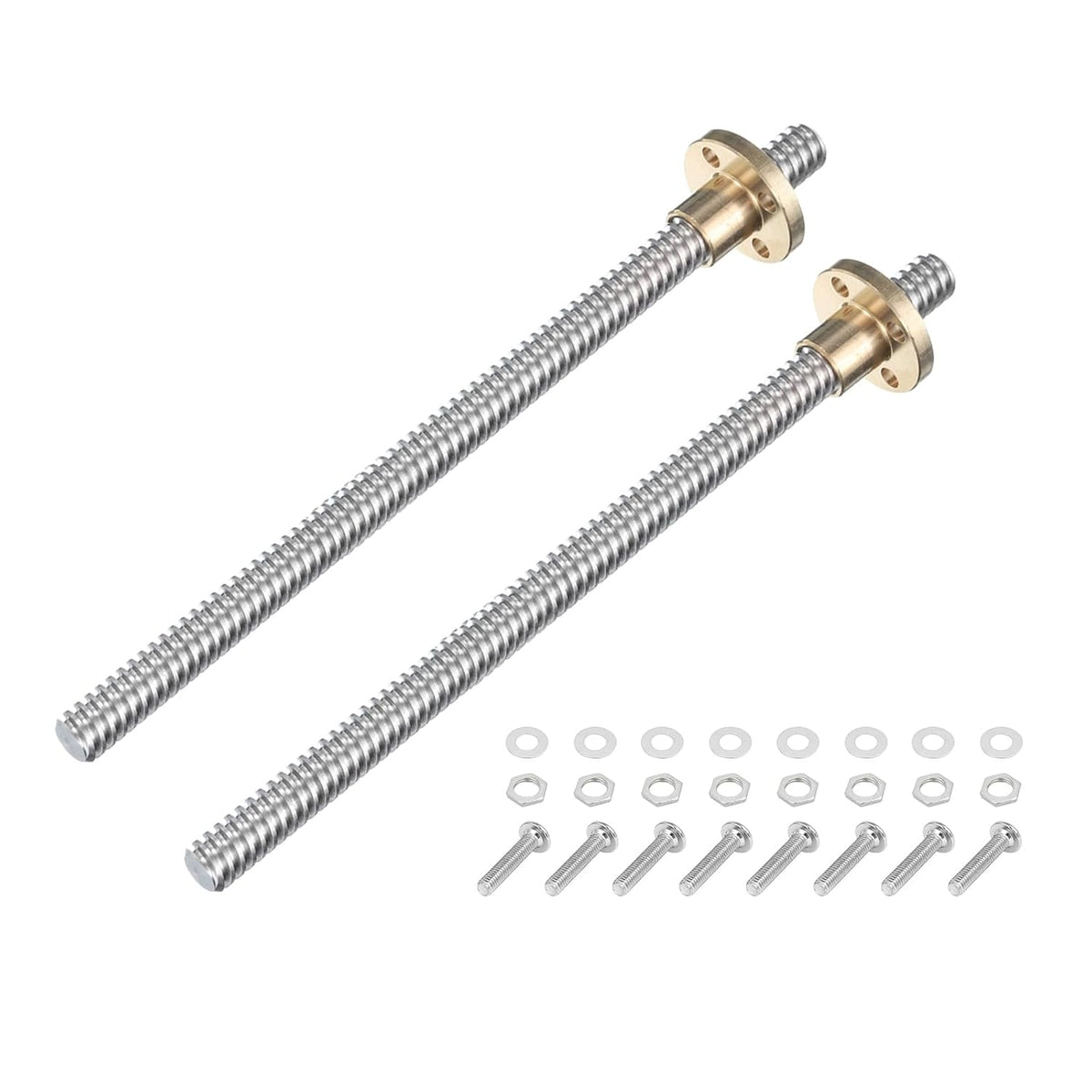 2 Pcs 150mm / 6 Inch Tr8x8 Stainless Steel Lead Screw with T8 Brass Nut - [ Acme Thread, 2mm Pitch, 8mm Lead ] for 3D Printer Z Axis, CNC Machine