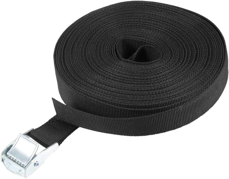 Tie Down Strap Cam Buckle Lashing Strap 1" x 36Ft 176lb 80Kg Load Polypropylene for Moving Securing Cargo, Black