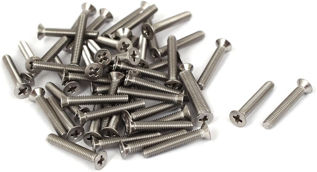 M2.5x16mm 316 Stainless Steel Flat Head Phillips Machine Screws Fasteners 50 Pcs