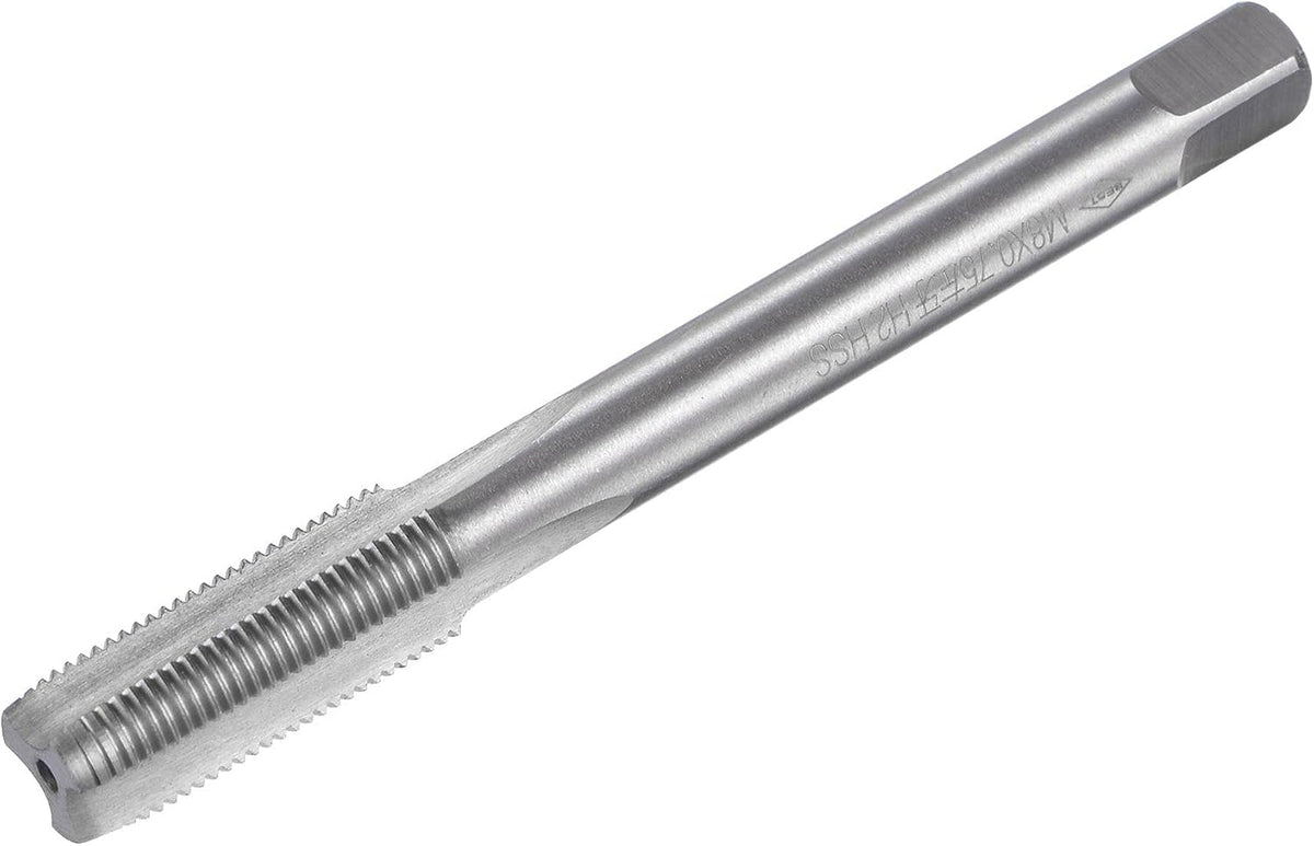 Thread Milling Threading Tap M8 x 0.75, Metric Left Hand Machine HSS (High Speed Steel) Uncoated 3 Straight Flutes Screw Tap H2 Tapping Machinist Thread Repair Tool