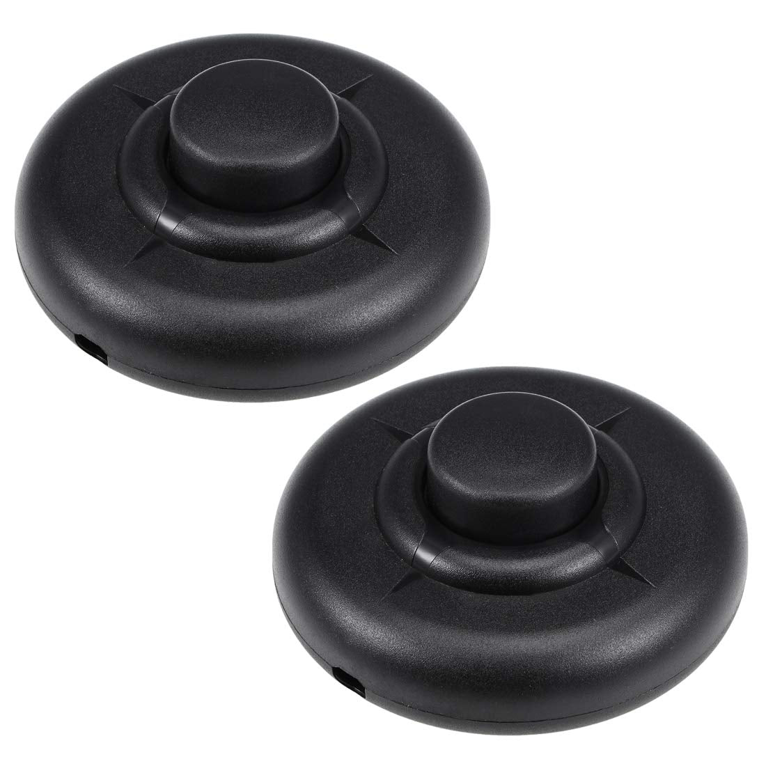 Inline Foot Pedal Push Button Switch, Round Lamp Lights Foot Control ON/Off Latching Footswitch Black 2Pcs