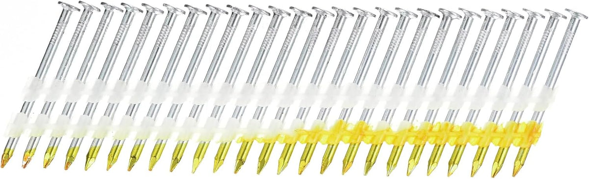 2000Pcs 21 Degree 0.113" x 2" Framing Nails, Galvanized Carbon Steel Plastic Collated Nails for Furniture/Constructions, Color Zinc