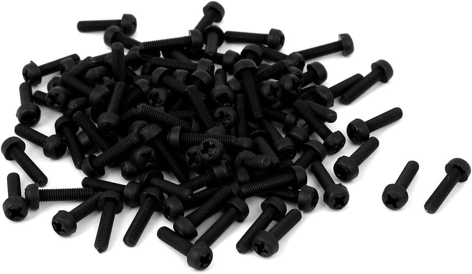 M3x12mm Phillips Round Head Nylon Machine Screw Bolt Fastener Black 100pcs