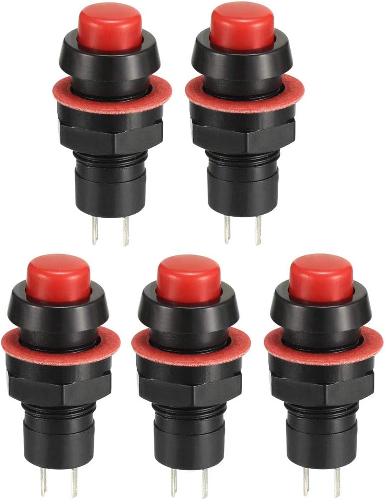 10mm Mounting Hole Red Latching Push Button Switch SPST NO 5pcs