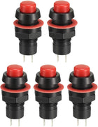 10mm Mounting Hole Red Latching Push Button Switch SPST NO 5pcs