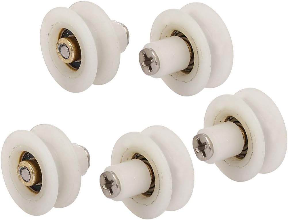 23mm Dia Plastic Wheel Sliding Door Window Rolling Rollers Pulleys 5pcs