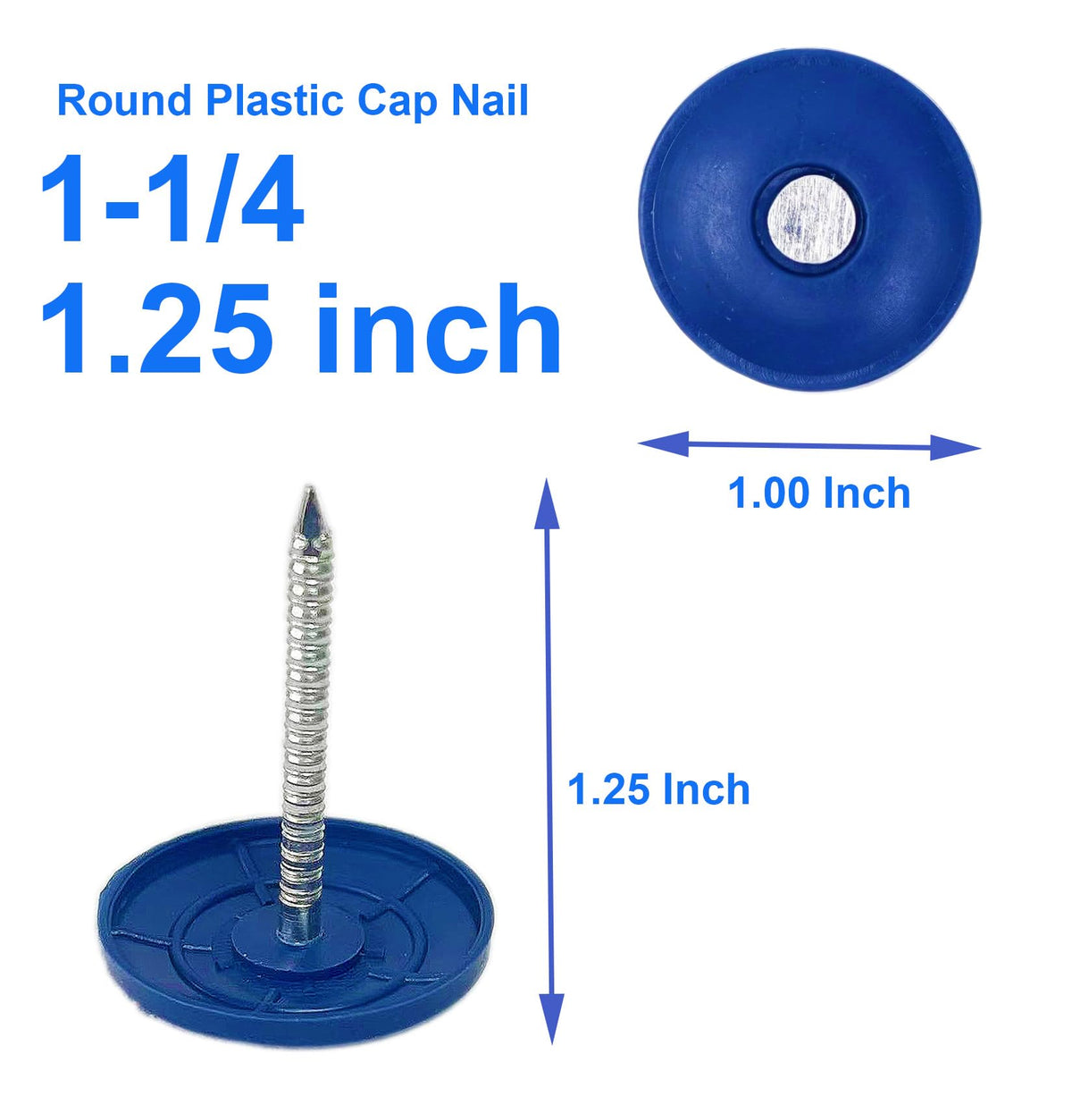 Cap de plastic-Roofing-Nailuri-Round-Electro-Galvanizate Nailuri 1 1/4 Inch, 100 PCS