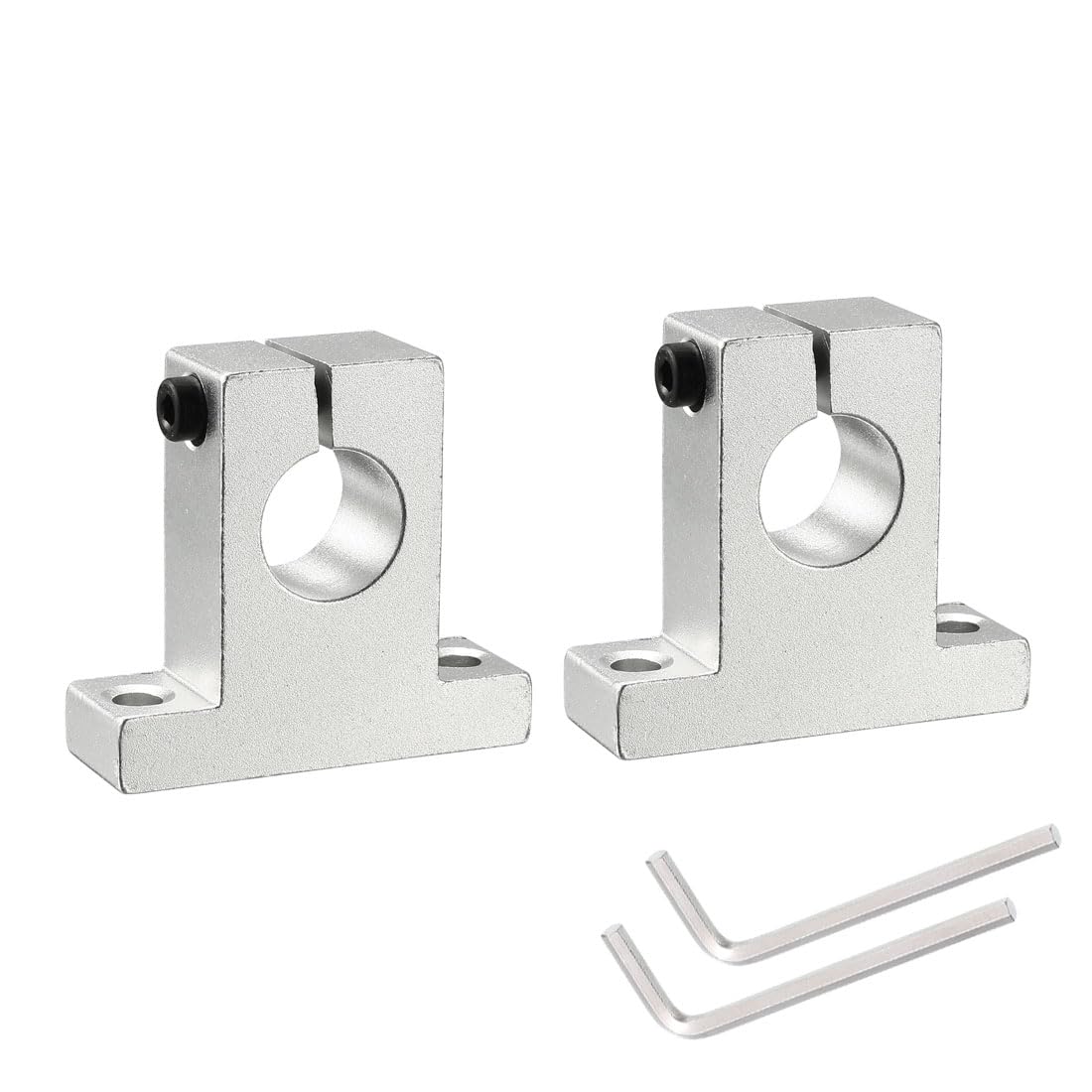 2pcs SK16 Aluminum Linear Rod Rail Shaft Support for 16mm Diameter Shaft, Linear Motion Rail Guides Mounting Bracket for CNC Machine, 3D Printer, Automation Equipment, Silver Tone