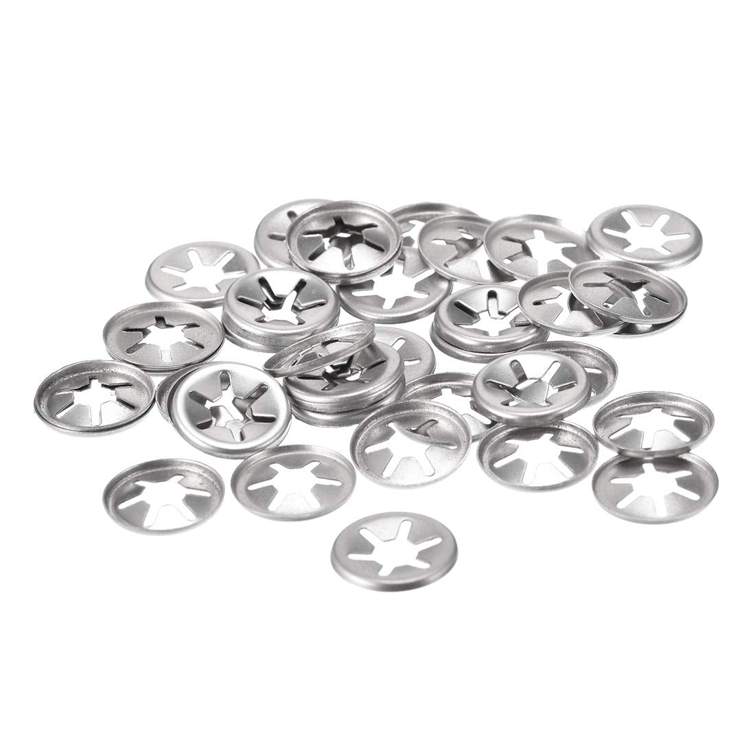 M6 ing Washer 5.1mm I.D. 15mm O.D. Internal Tooth Washers Push-On Locking Speed Clip 304 Stainless Steel 40pcs