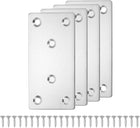 4 Set Flat Repair Plates, 2 x 4 Inch Stainless Steel Flat Straight Brace Bracket Mending Joining Plates with Screws for Fixing Wooden Furniture Corner, Silver
