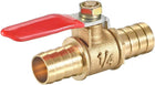 Ball Valve Shut-off Valve, 12mm Hose Barb to 12mm Hose Barb, Hose Pipe Tube Fittings, 180 Degree Operation Handle, Brass Valve, Pack of 1