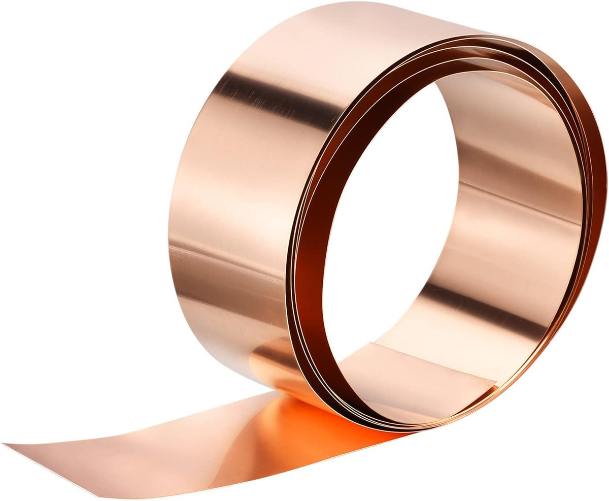 Copper Sheet Roll 3500mm x 50mm x 0.3mm, 99.9% Pure Copper Strip Copper Flashing Metal Foil Plate for Electricity DIY Projects (Multiple Sizes)