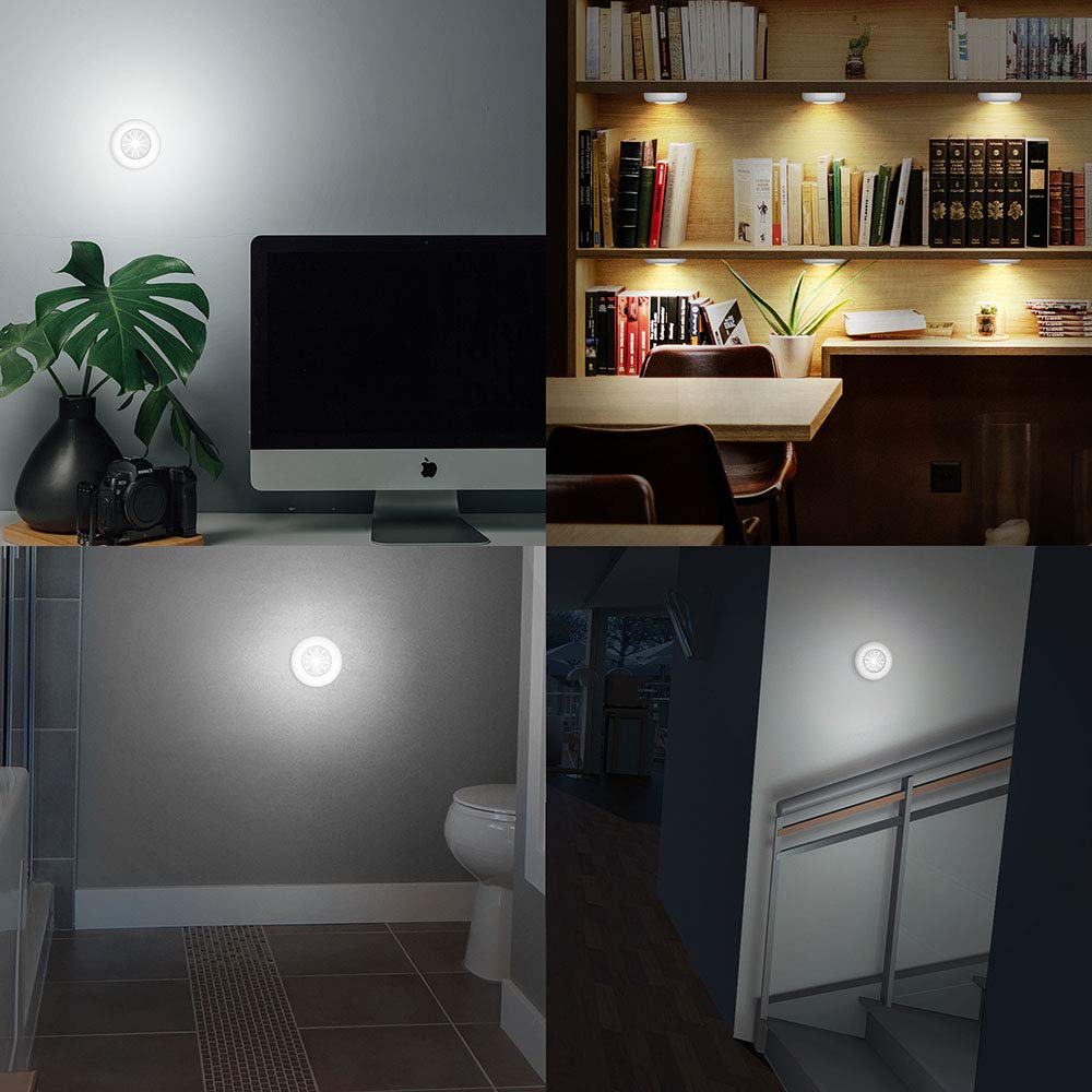 Tap Light Push Lights, 6 Pack Self-Adhesive Puck Light Daya Baterai