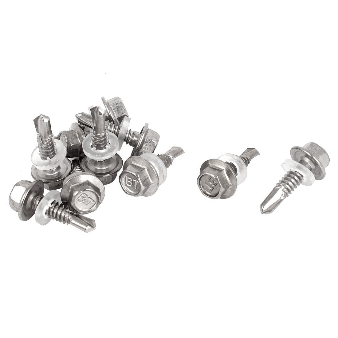 M5.5x19mm Stainless Steel Hex Washer Head Self Drilling Screws 10 Pcs