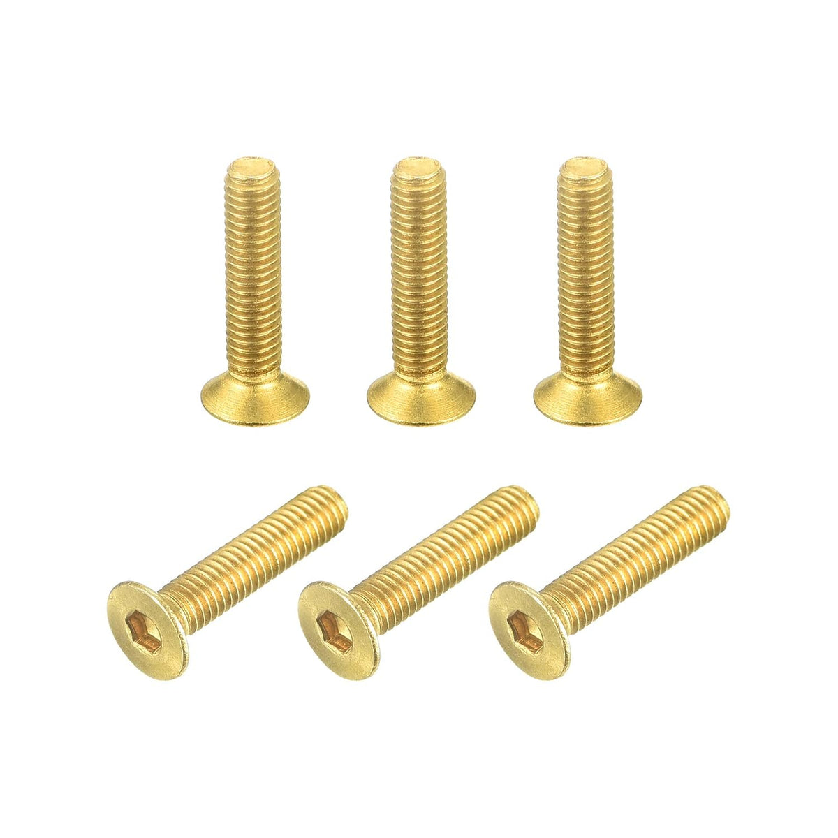 Flat Head Socket Cap Screws, M3-0.5 x 14mm Brass Inner Hex Drive Fasteners Bolts 6Pcs