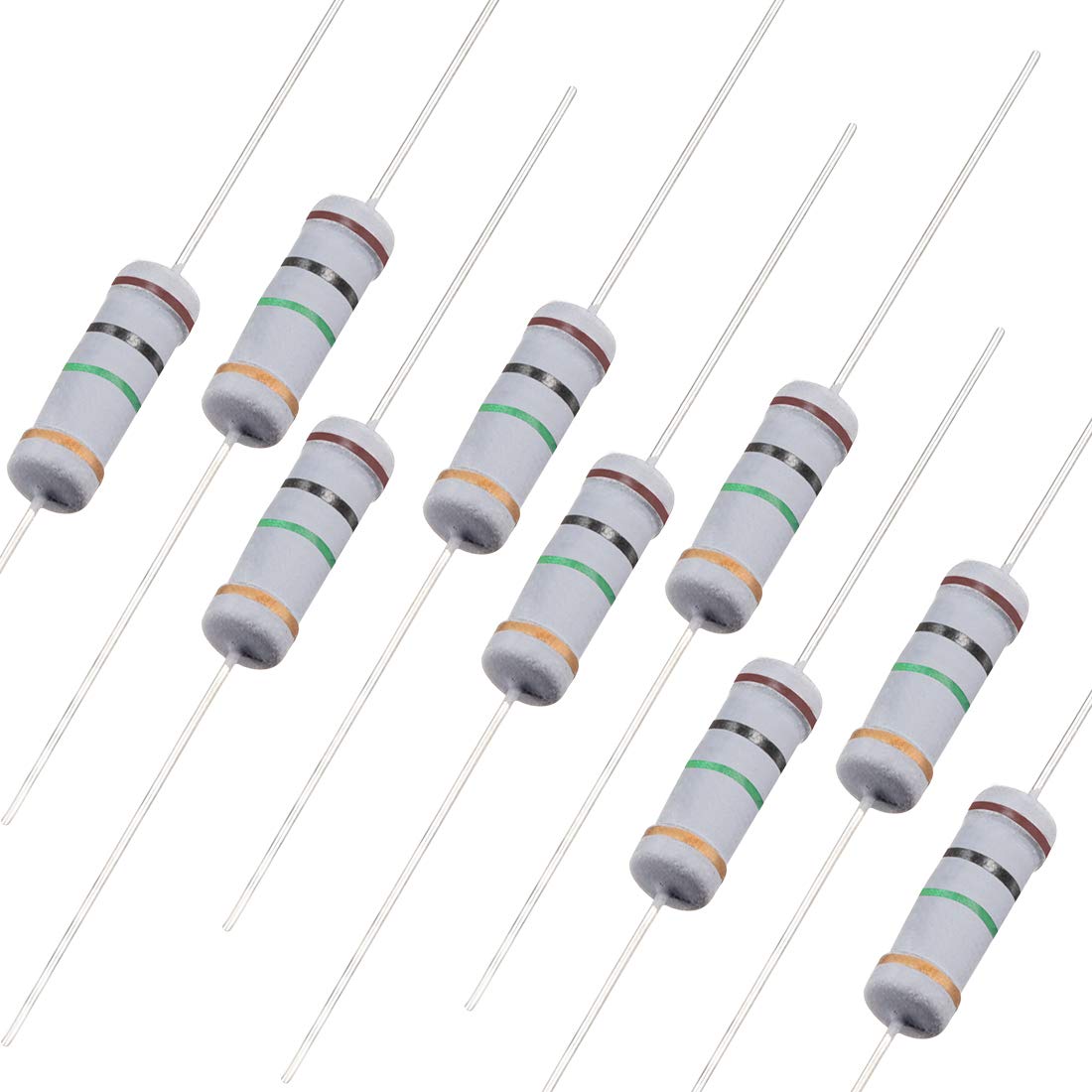 100Pcs 1M Ohm Resistor, 1W 5% Tolerance Carbon Film Resistors, 4 Bands for DIY Electronic Projects and Experiments
