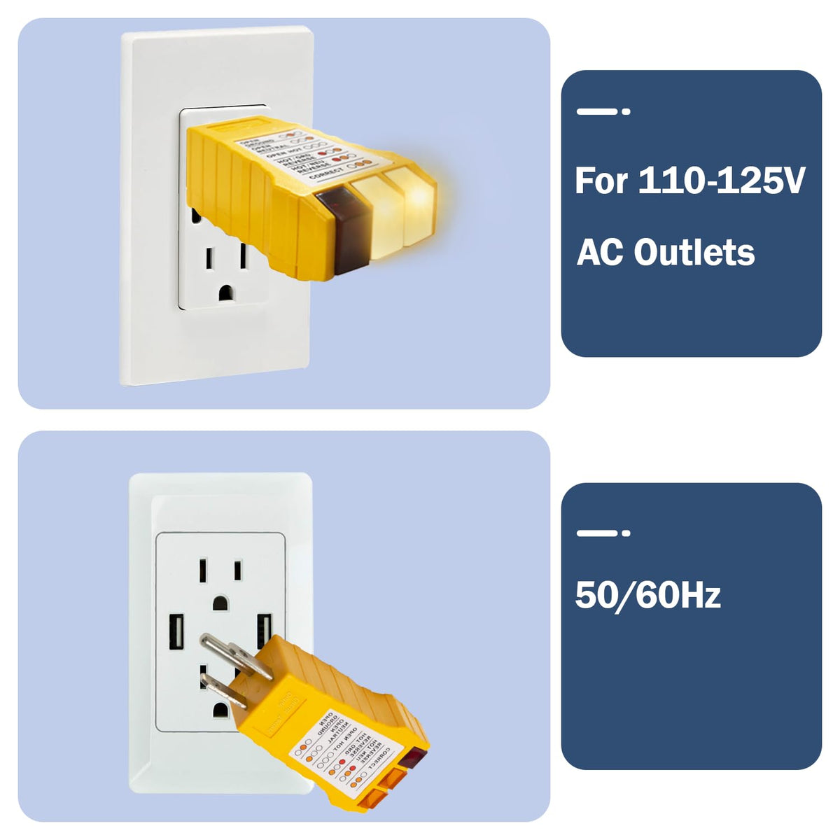 Ieșire de magazin Tester cu receptacol electric de testare, Tester de priză pentru Ieșire de magazin American de Nord (Galben)
