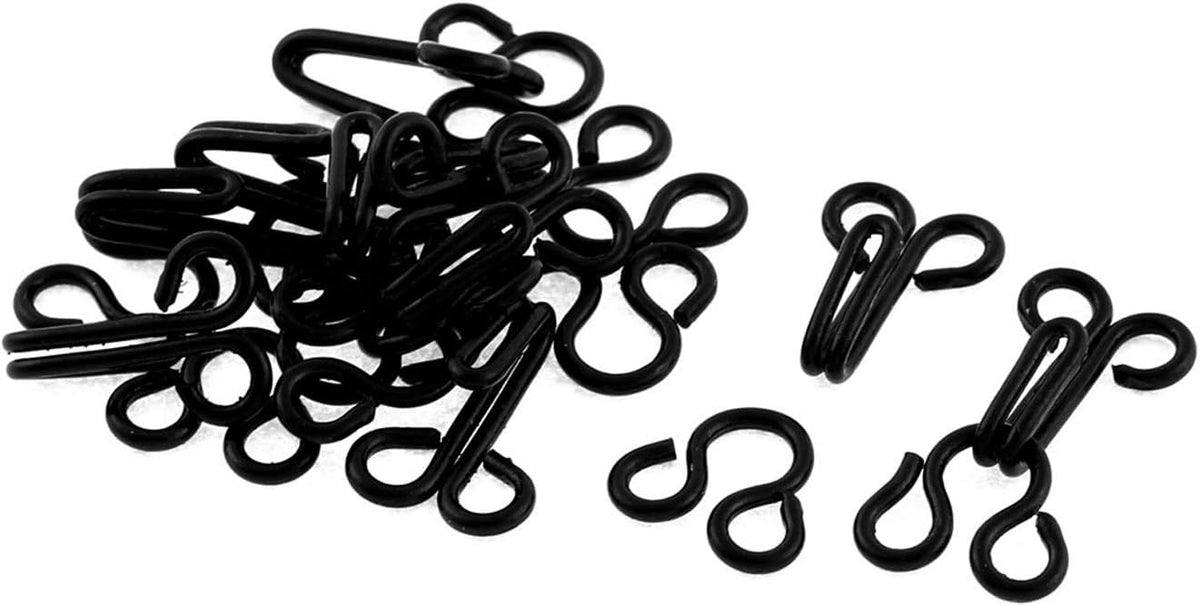 LinkMejor Bra Underwear Hook Eye Clasp Buttons Black 2.4cm Length 10Sets One Size Black