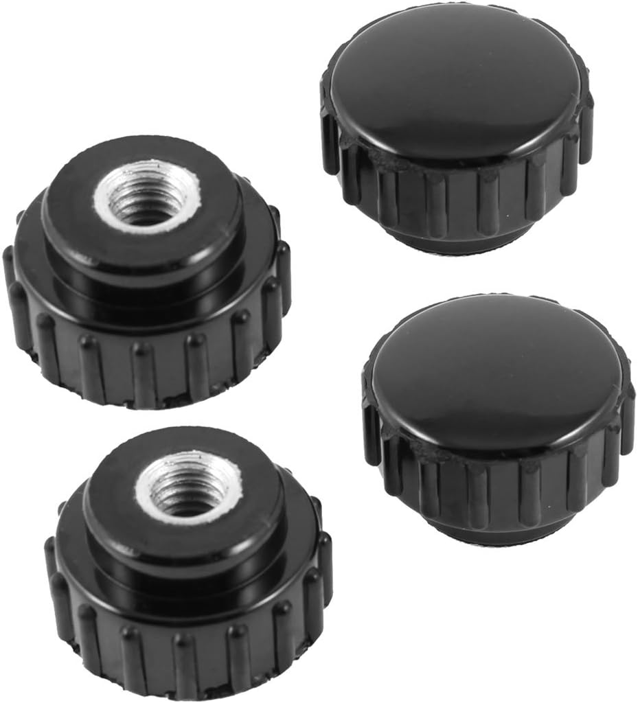 4 Pieces Spare Part M6 Dia Female Thread 14mm High Knurled Knob Black