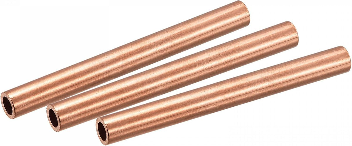 Copper Round Tube 10mm OD 1.5mm Wall Thickness 100mm Length Pipe Tubing 3 Pcs