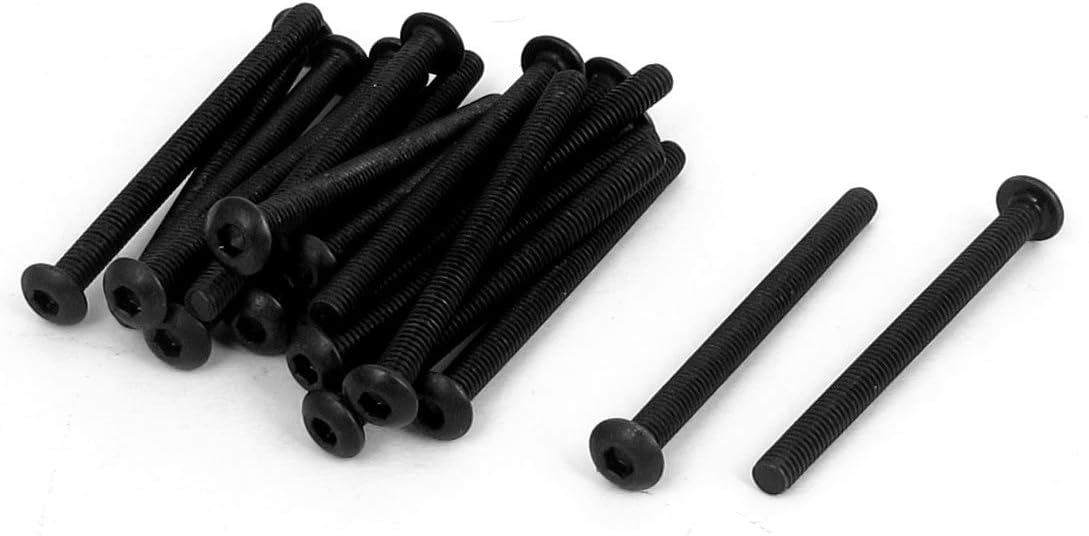 M3 x 35mm Alloy Steel Hex Socket Button Head Screws Black 20 Pcs
