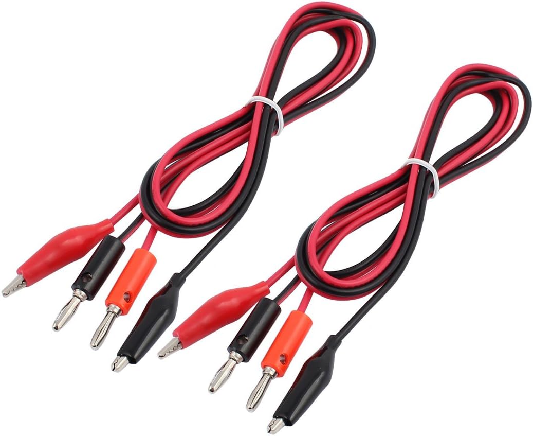 2 Pcs Alligator to Banana Connector Cable Jumper Wire Test Leads 1.2m