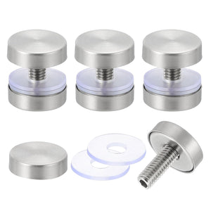 4 Pcs Sign Standoff Screws, 0.8"x0.8" Stainless Steel Standoff Nail Advertising Glass Nail for Acrylic Frame Advertising Board Connect and Fix, Glossy Silver