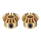 2pcs Bevel Gear 0.8 Module 1:1 Reduction Rate 15T 4mm Hole Dia Bevel Pinion Gear Brass, 45 Degree Steering Gear for Hardware Mechanical Rotation, Yellow
