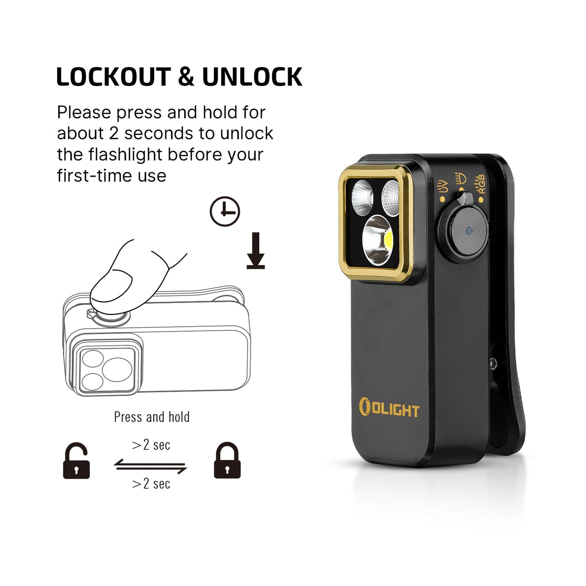 LinkMejor Oclip Pro S Pocket EDC Clip-on Flashlight, Nero