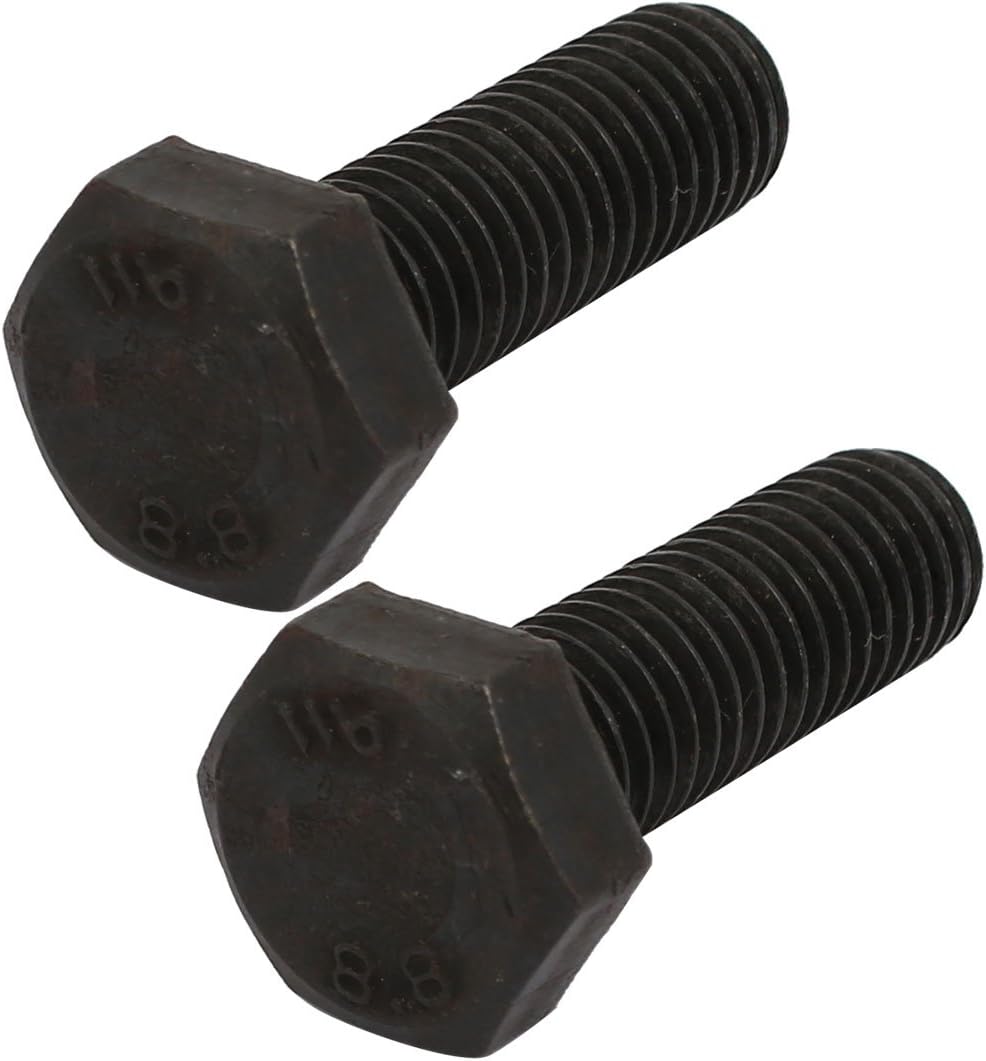 8.8 Grade M10x30mm Full Threaded Left Hand Thread Hex Head Bolt Black 2pcs