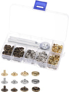60 Sets Leather Snap Fasteners Kit 10mm Metal Press Studs Buttons Tool with 4 Setter Tools & Storage Box for Clothing Leather Sewing