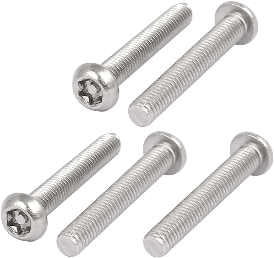 M6x40mm 304 Stainless Steel Button Head Torx Security Tamper Proof Screws 5pcs
