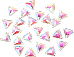 Sew on Rhinestones, 48pcs Flatback Shiny Crystals Rhinestones Stones, Sew on Crystals with Holes for Jewelry Crafts Clothes Shoes, Silver