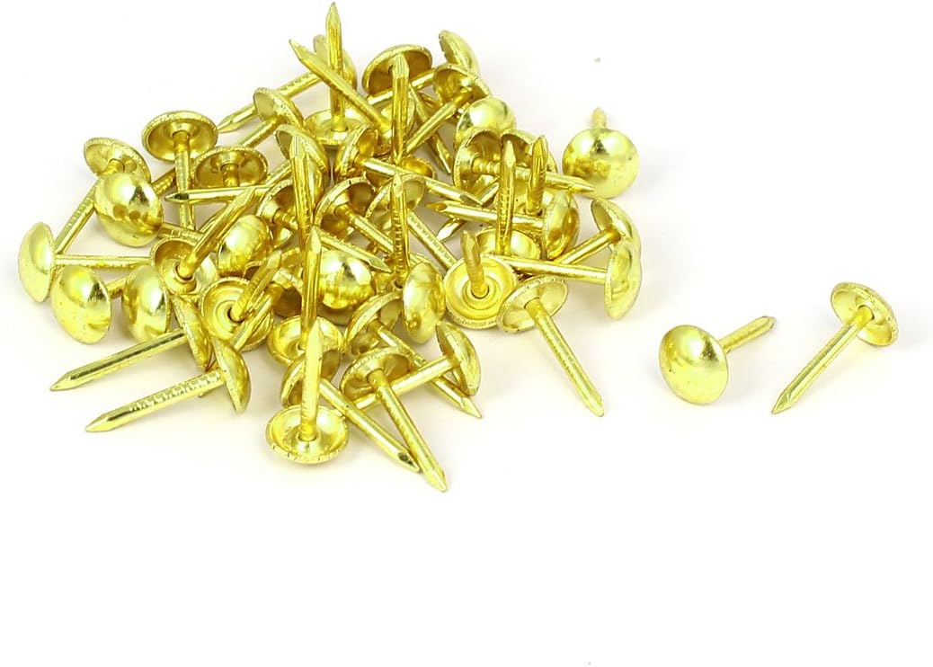 Leather Sofa 7mm x 14mm Round Head Upholstery Tack Nail Gold Tone 50pcs