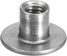 M6 T-Nuts, 24pcs Carbon Steel Tee Nuts, Round Base Weld Nuts 10mm Height Through Hole Flange Insert Female Thread Plate Nuts