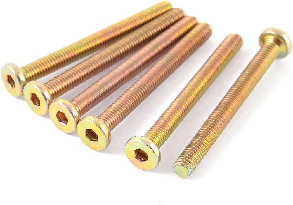 M6 x 60mm Male Thread Hex Socket Head Cap Screw Bolt Bronze Tone 6 Pcs