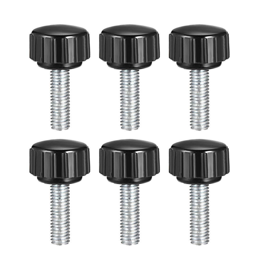 M5 x 20mm Metric Male Thread Knurled Clamping Knobs Grip Thumb Screw on Type Hand Clamping Handle Bolt with 15mm Plastic Knobs Black 6 Pcs