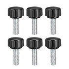 M5 x 20mm Metric Male Thread Knurled Clamping Knobs Grip Thumb Screw on Type Hand Clamping Handle Bolt with 15mm Plastic Knobs Black 6 Pcs