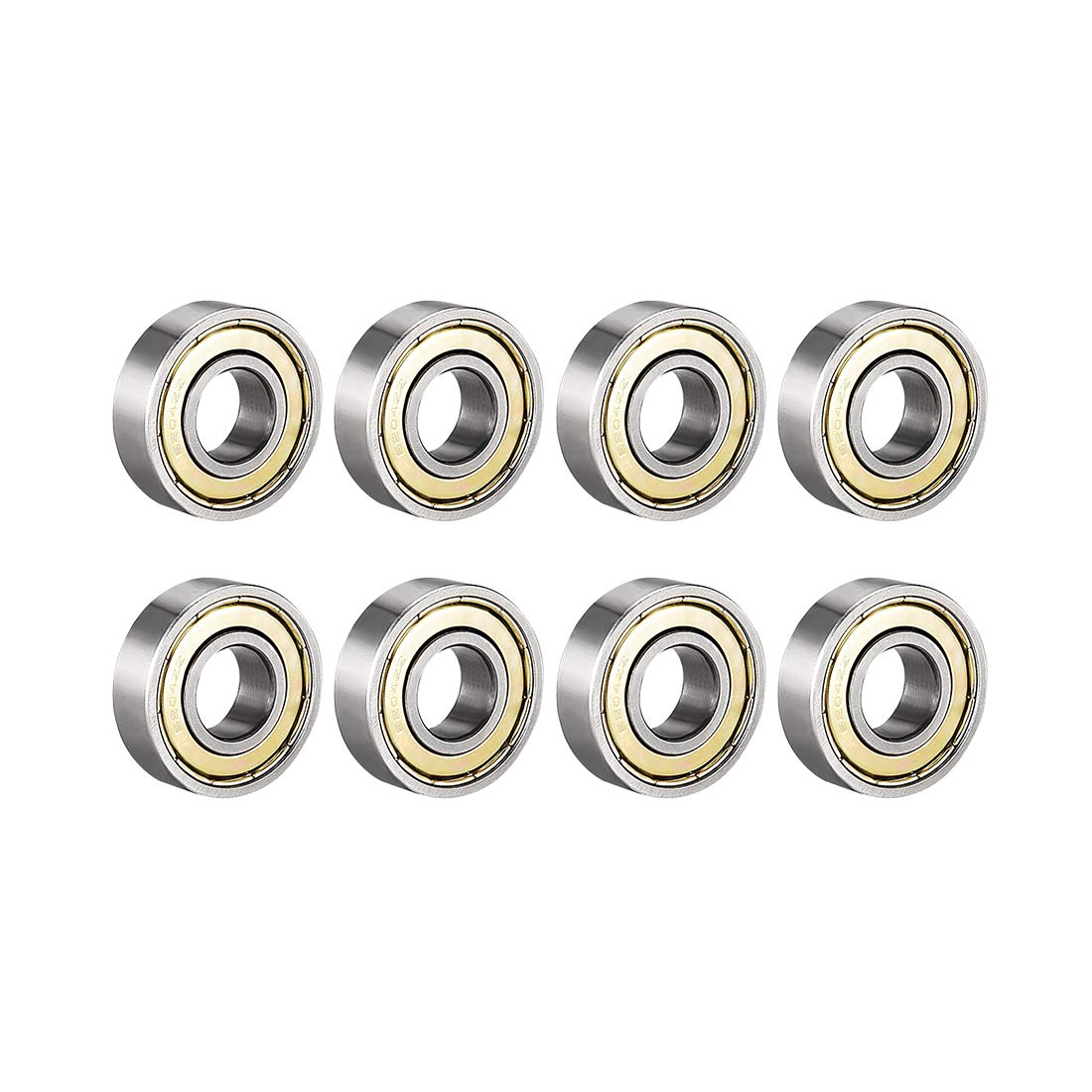 6204ZZ Ball Bearing 20mm x 47mm x 14mm Double Shielded 6204-2Z 80204 Deep Groove Bearings, Carbon Steel (Pack of 8)