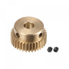 Pinion Gear Set, Brass Motor Rack Straight Spur Gear with Step, 0.5 Mod 35T 4mm Bore 18mm Outer Dia, M3 Set Screws Included