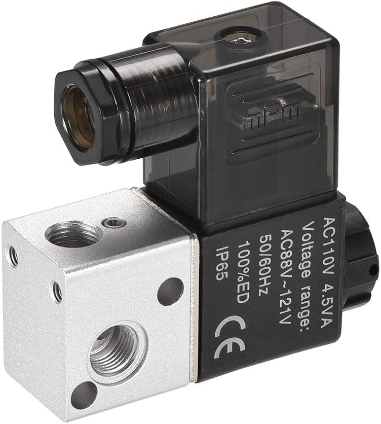 AC 110V 3 Way 2 Position 1/8"PT,Pneumatic Air Electric Control Solenoid Valve,Normally Closed,3V1-06