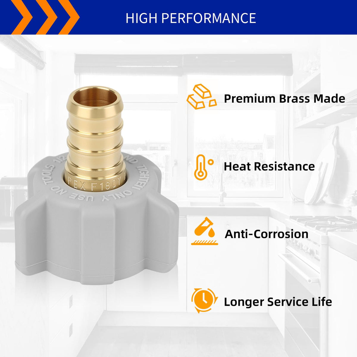 (LinkMejor 10 Pack) 1/2" PEX x 1/2" Female NPT Swivel Adapter, Brass Crimp Fittings, Lead-Free Potable Water Connector, PEX-B/Pex-C Compatible, NSF ASTM F1807 Certified, RV Plumbing Adapter.